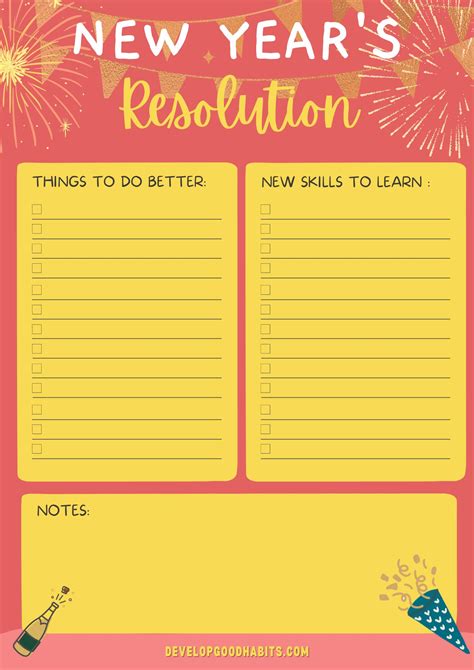 Printable New Year Resolution Template